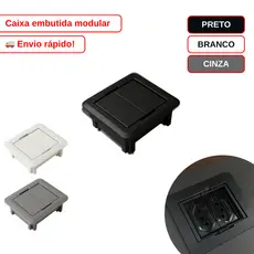 Caixa Universal Quadrada 2 Blocos Qtmov Branco Cinza Preto Sem Fundo Tomada HDMI USB RJ-45 Facility