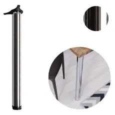 Pé de Mesa Cromado Escovado Branco Preto 60x730mm com Regulagem para Móveis Aço Tubular