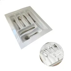 Organizador De Talheres Ajustavel Og-51 Branco Cinza Preto 411x493mm Divisor Porta Talher Moldplast
