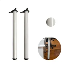 Kit 2 Pés de Mesa Tubular Aço Branco 60x730mm Regulagem Industrial Reforçado