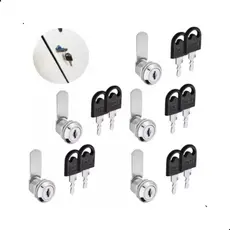 Fechadura para Gaveta, Porta e Armário de Aço 19x20mm – Kit com 5 Unidades e Chaves, Cromada