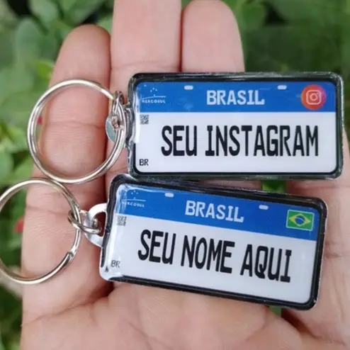 Mini Placa Mercosul em Chaveiro