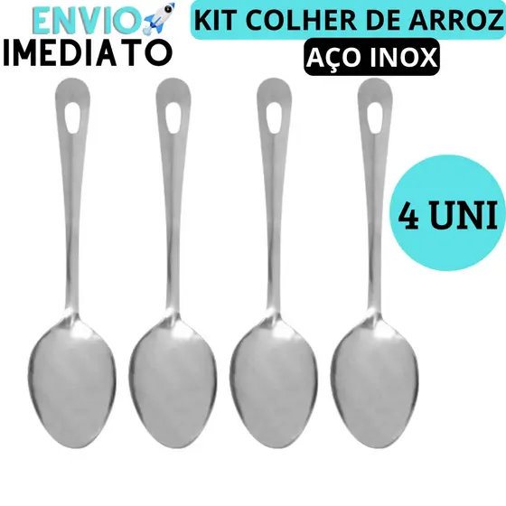 KIT 4 Colher de Arroz Colher de Servir 25 CM Aço Inox Ideal Para Bares Restaurantes Lanchonetes