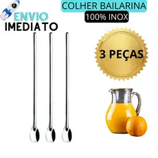 Colher Bailarina Colher de Suco Drinks Milkshake Colher Longo Alcance 30cm Barman Bartender Hoteis Restaurantes
