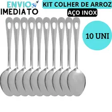 KIT 10 Colher de Arroz Colher de Servir 25 CM Aço Inox Ideal Para Bares Restaurantes Lanchonetes