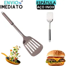 Espátula Vazada Para Hambúrguer Lanche 100% Inox Utensilio Espátula Para Lanches Frituras Bife Chapeiro Lanchonete