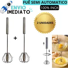 KIT 2 Fuê Semi-Automático Batedor Fue Mixer Misturador Batedor de Ovos Claras em Neve de Inox Utensilio de Cozinha