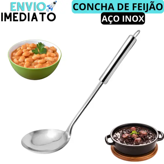 Conchas Aço inox Concha Para Feijão, Feijoada, Caldos, Sopas, Molhos Resistente De Alta Qualidade Cozinha Restaurantes