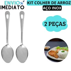 KIT 2 Colher de Arroz Colher de Servir 25 CM Aço Inox Ideal Para Bares Restaurantes Lanchonetes