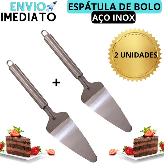 KIT 2 Espátula Para Cortar Bolo Torta Pães Pudim Pá de Servir Pizza Fatiador de Bolos Espátula de Fatiar Aço INOX