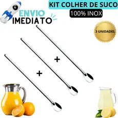 KIT 3 Colher Bailarina Para Suco Drinks Colher Longo Alcance Colher de Suco Em Aço Inox 30cm Bares Restaurantes