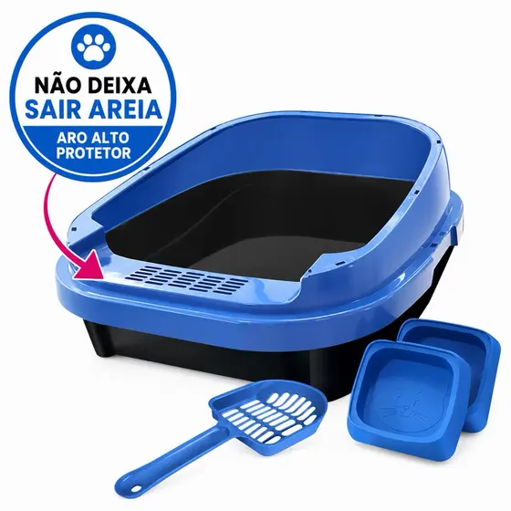 Caixa De Areia Para Gatos Com Aro Anti Sujeira Banheiro Pet