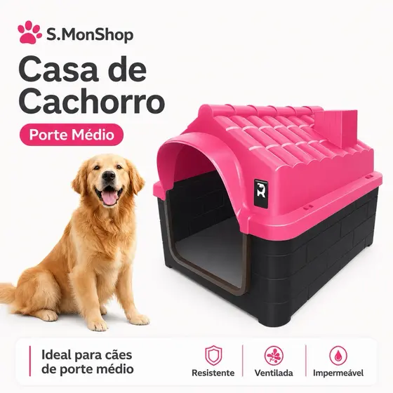 Casinha Casa Cachorro Medio Porte Resistente Para Cães N7 Plástica Desmontavel