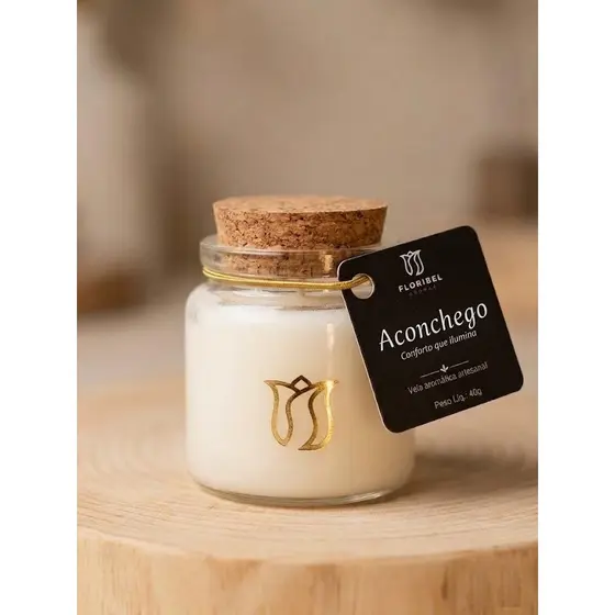3 ACONCHEGO - Vela aromática artesanal com cera vegetal e óleo essencial Floribel
