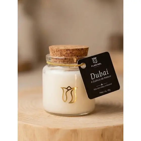 3 DUBAI - Vela aromática artesanal com cera vegetal e óleo essencial Floribel