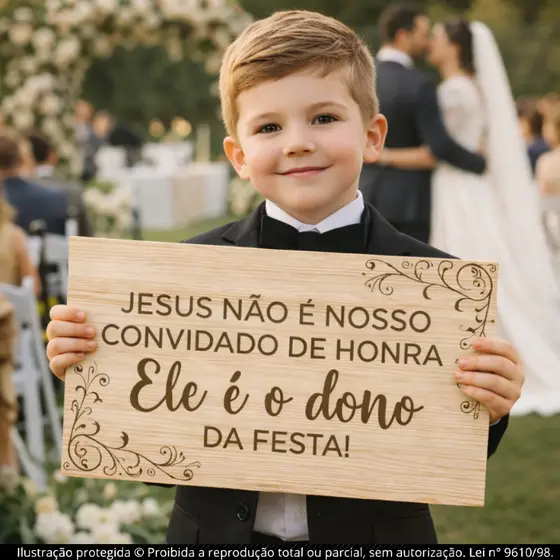 Placa De Casamento Jesus Não é Nosso Convidado de Honra, Ele é o Dono da Festa - Entrada Noiva