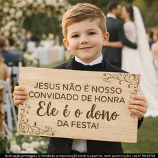 Placa De Casamento Jesus Não é Nosso Convidado de Honra, Ele é o Dono da Festa - Entrada Noiva
