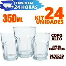 Kit 24, 12 e 6 Copos De Vidro Resistente 350ml Para Suco Água Refrigerante REFORÇADO