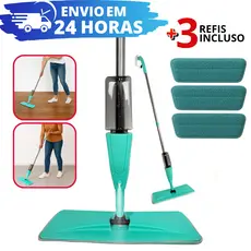 Mop Spray Mágico Esfregão C/ 3 Refis Microfibra Reservatório Limpeza