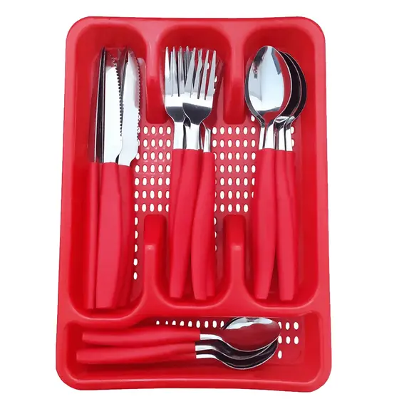 Jogo De Talheres 25 Peças Inox Conjunto Faqueiro Com Porta Facas Colheres E Garfos