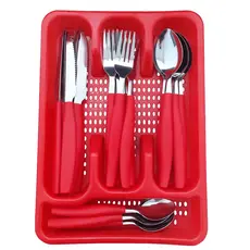 Jogo De Talheres 25 Peças Inox Conjunto Faqueiro Com Porta Facas Colheres E Garfos