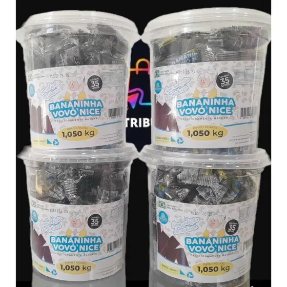 Kit 4 Bananinhas SEM Açúcar Pote com 35 unidades Cada - Vovó Nice