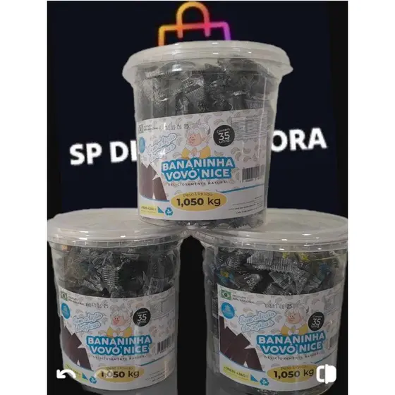 Kit 3 Bananinhas SEM Açúcar Pote com 35 unidades Cada - Vovó Nice