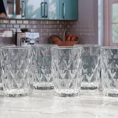 Conjunto 6 Copos de Vidro Diamante 370ml Mesa Posta Drinks