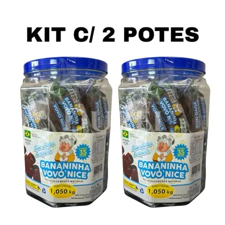 Kit 2 Bananinhas SEM Açúcar Pote com 35 unidades Cada - Vovó Nice