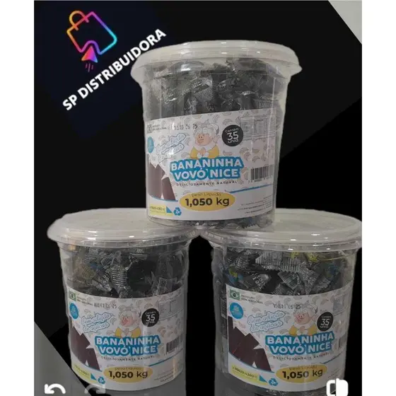 Kit 3 Bananinhas SEM Açúcar Pote com 35 unidades Cada - Vovó Nice