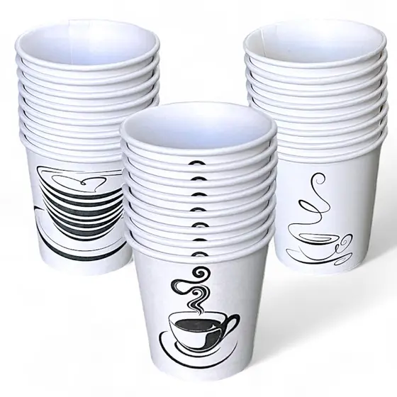 120 Copinhos de Papel Branco Térmicos 100ml com Estampa de Café - Biodegradáveis e Ecológicos
