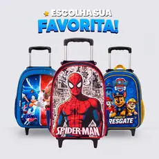 Mochila de Rodinha Escolar Infantil Masculina Reforçada | Estampas com Personagens + Alça Retrátil