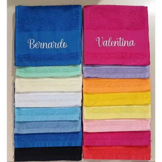 Toalhinha Social 21x38cm, NOME BORDADO,  Escola, Igreja, Brinde, Manicure, Uso geral, LER DESCRIÇÃO!