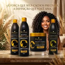 Kit Crina E Cauda Maycrene - Força, Brilho e Crescimento (Shampoo + Condicionador + Mascara + Ativados) 4x500ml