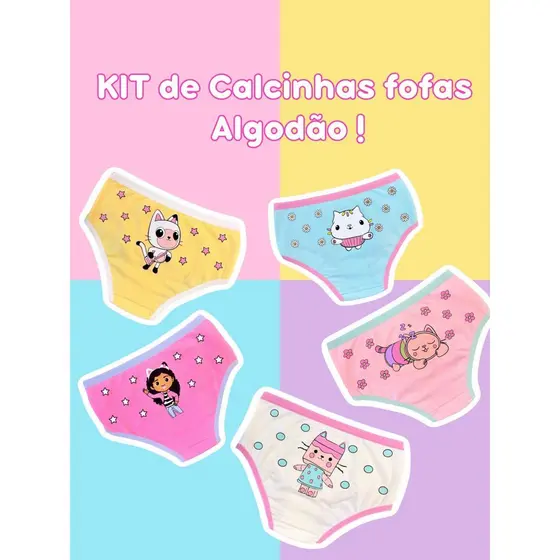 Calcinha Menina Infantil Algodão kit 2 peças