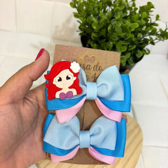 Laços de Cabelo Infantil Luxo Sereia Ariel