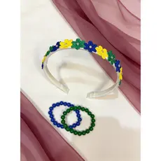 Kit Tiara Brasil Infantil com 2 Pulseiras Copa do mundo Jogo