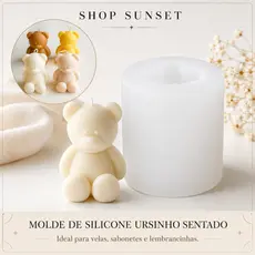 Molde de Silicone Urso Ursinho Sentado 3D para Velas Sabonete Resina Flexível Artesanato