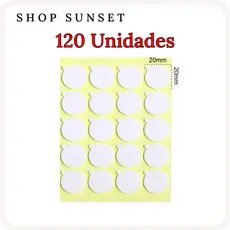 120un Adesivos Dupla Face 20x20mm c/ Orelha p Fixar Ilhós/Pavio Velas