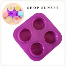Molde de Silicone Sabonete Redondo Artesanal 4 Cavidades Forma Circular