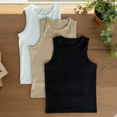 Regata Feminina Canelada Ribana Algodão com Elastano | Básica e Justinha | Moda Casual e Confortável