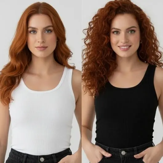 KIT 2 REGATA FEMININA CANELADA RIBANA BLUSINHA REGATA BASICA CASUAL SLIM TENDENCIA MODA VERÃO PRAIA