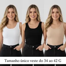 KIT REGATA BASICA FEMININA RIBANA ALGODÃO MODA BLOGUEIRA TENDENCIA CASUAL BLUSA ESCOLAR CANELADA