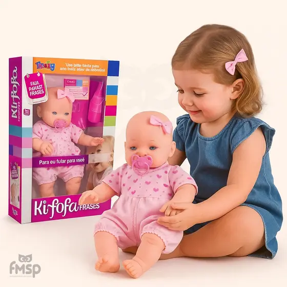 Boneca Infantil Ki Fofa Fala Frases com Acessórios