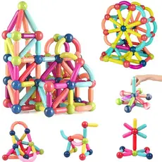 Blocos Bastões Magnéticos Peças Construção de Montar 3D Imã Brinquedo Infantil Educativo 103/128pçs