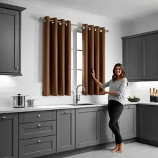 Cortina de cozinha bambina 2,00 largura x 1,40 comprimento com ilhós