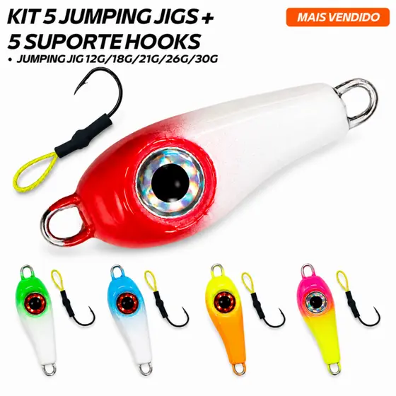 Isca Artificial Micro Jumping Jig Liz + Suporte Assist Hook Kit 5 Unidades Slow Speed