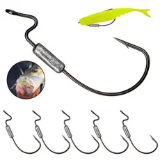 Anzol Offset Lastreado Kit 5un Ewg Robalo Isca Artificial Soft Pesca Esportiva Super Resistente
