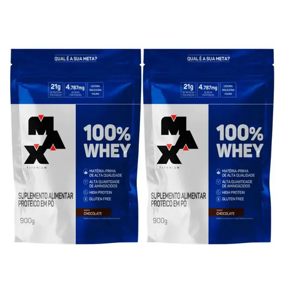 Kit 2 Whey Protein 100% Concentrado Max Titanium Refil