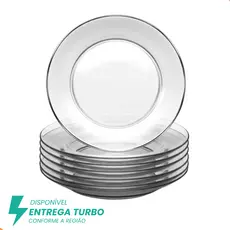 Kit com 6 Pratos Fundos de Vidro 22cm – Design Liso, Moderno e Sofisticado – Resistente